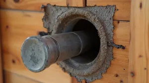 Przejście komina przez ścianę drewnianą