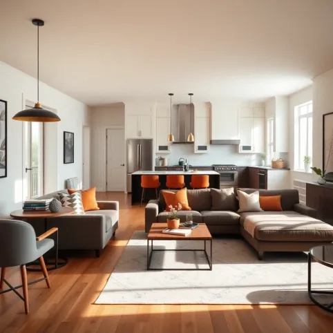 Wykończenie Salonu Z Aneksem Kuchennym