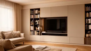 zabudowa ściany w salonie
